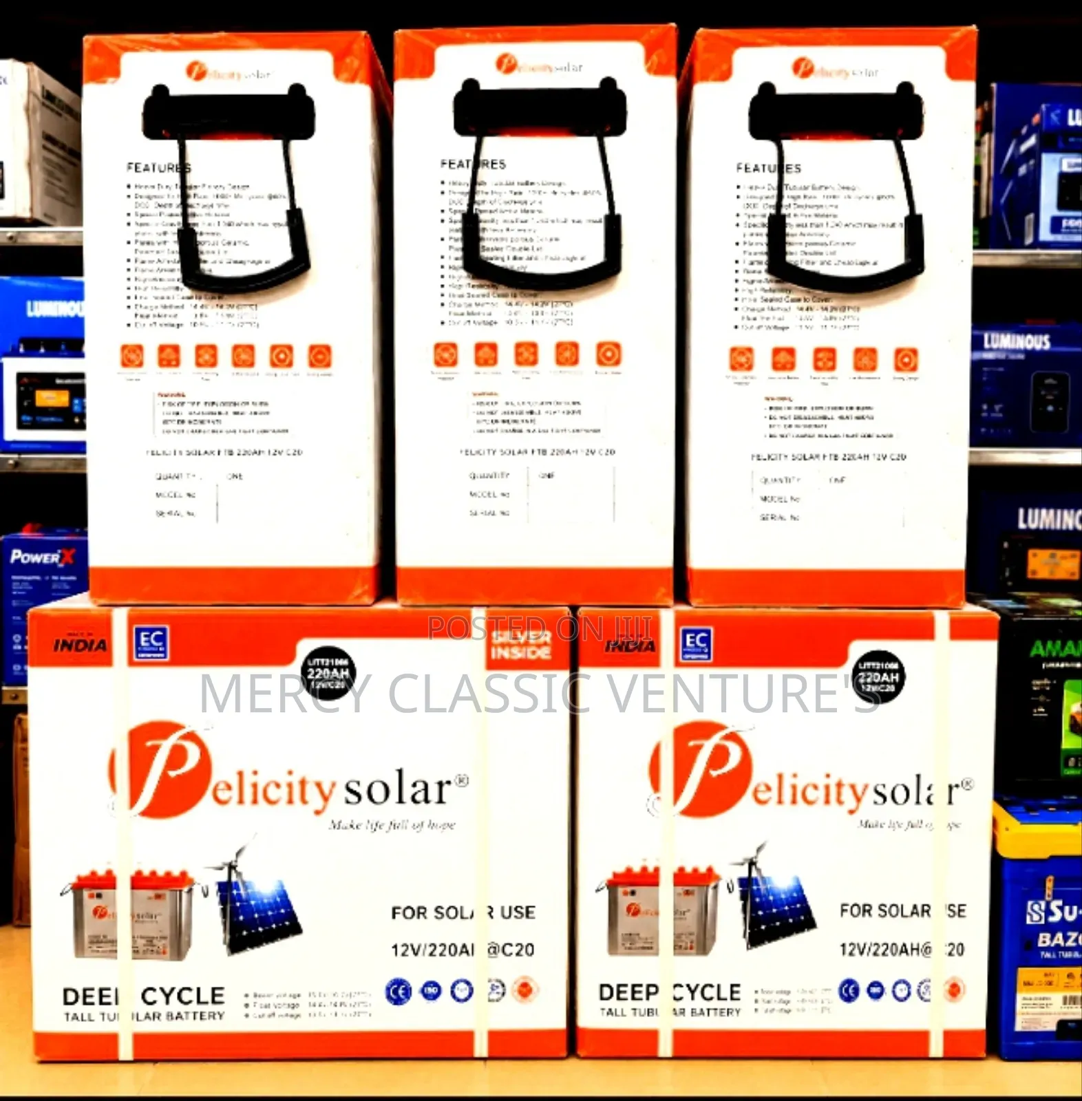 Felicity Solar 220Ah 12V Deep Cycle Tall Tubular Battery