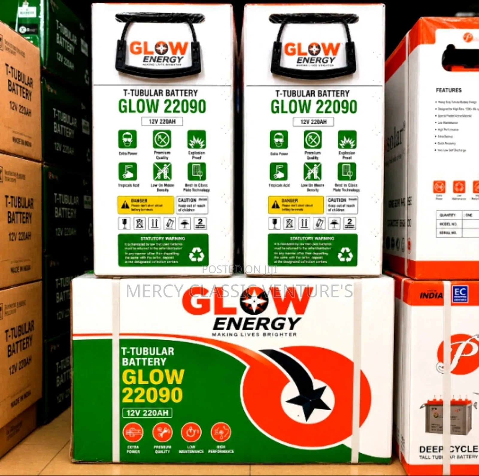Glow Energy 220Ah 12V Tall Tubular Battery – Deep Cycle Inverter