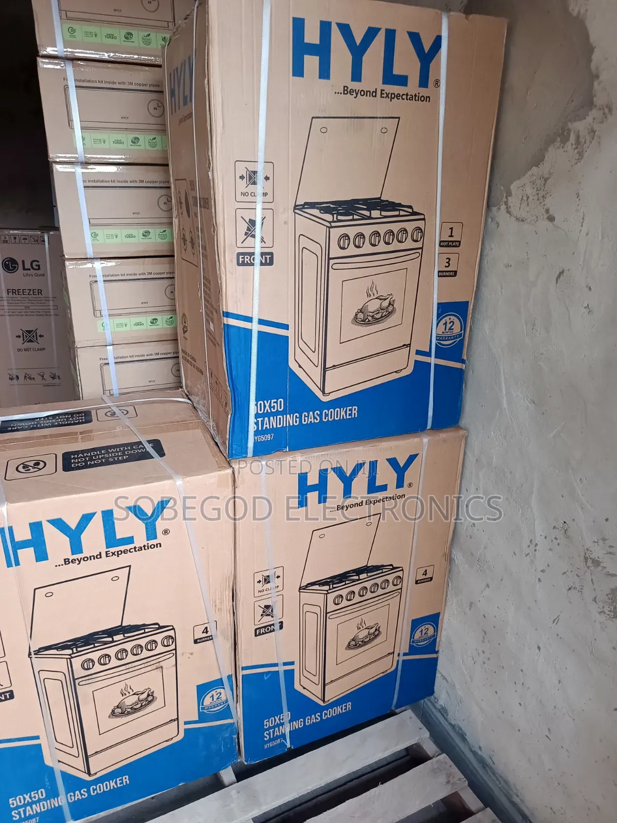 HYLY Standing Gas Cooker 4 Burner With Oven 50x50