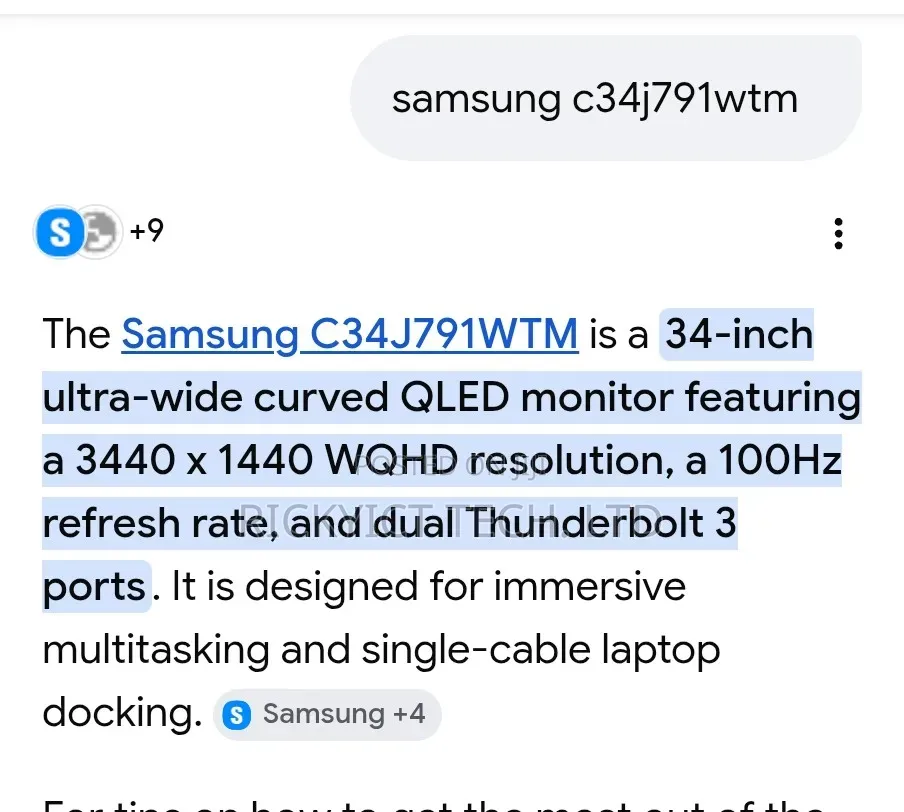 Samsung 34inch Curve Monitor