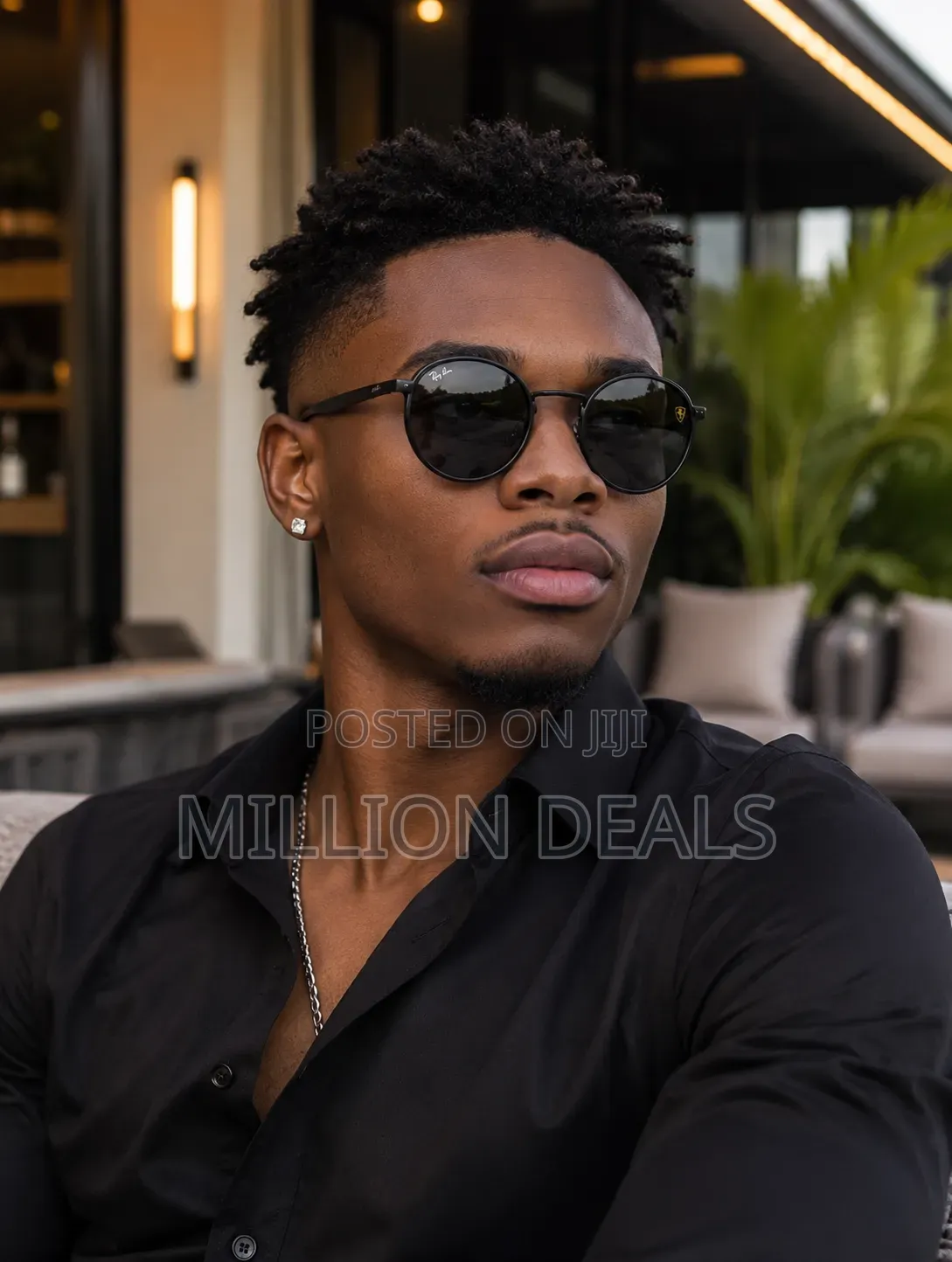 Round Black Retro Stylish Men"s Sunglasses
