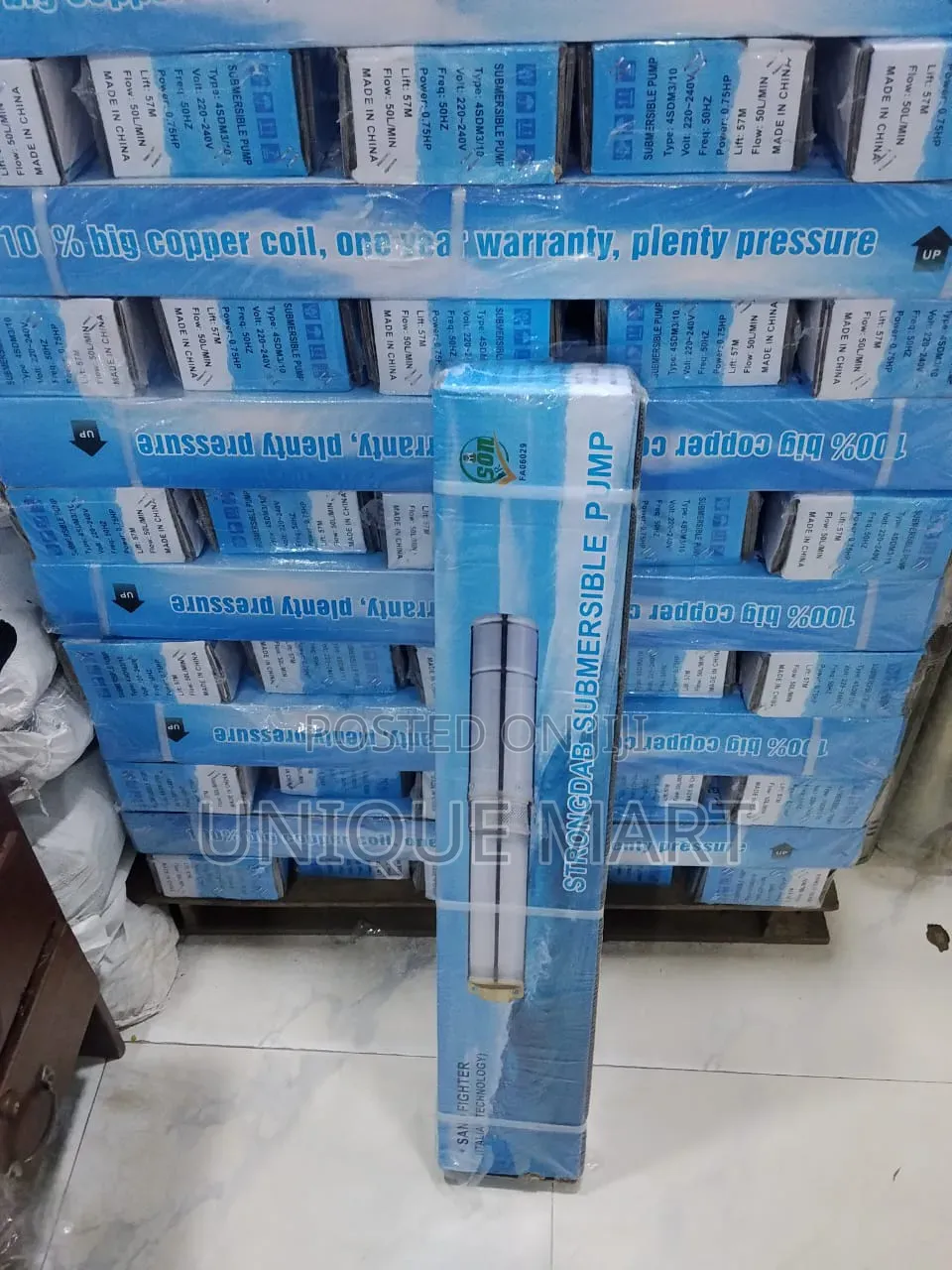 0.75Hp Strongdab Submersible Water Pump.100% Copper Coil