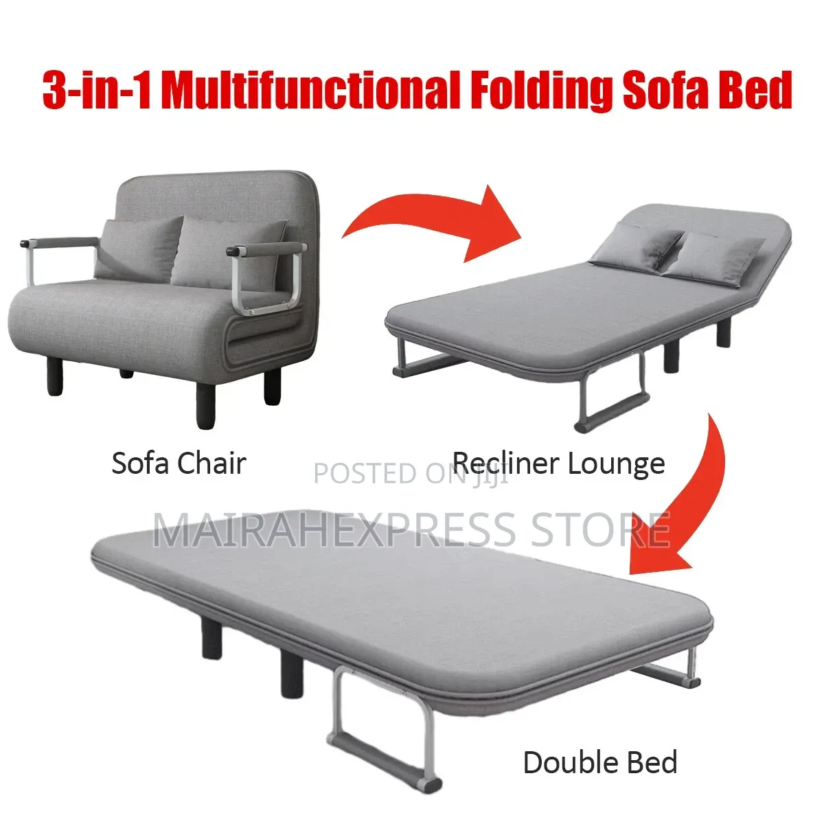 Modern 3in1Sofa Bed Folding Double 5 Position Convertible Chair Lounge