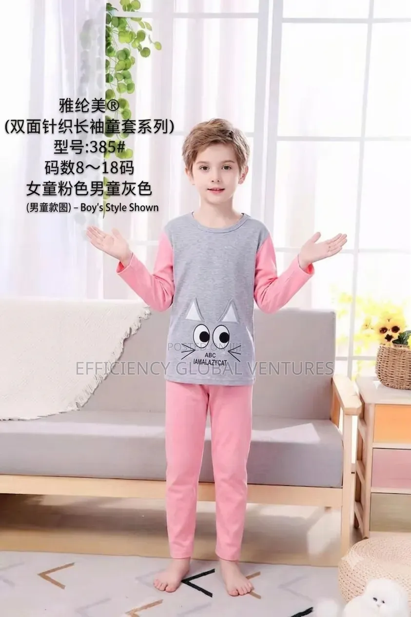 2-Piece Long Sleeve Kids Pyjamas Set-Soft Cotton Nightwear Boys Girls