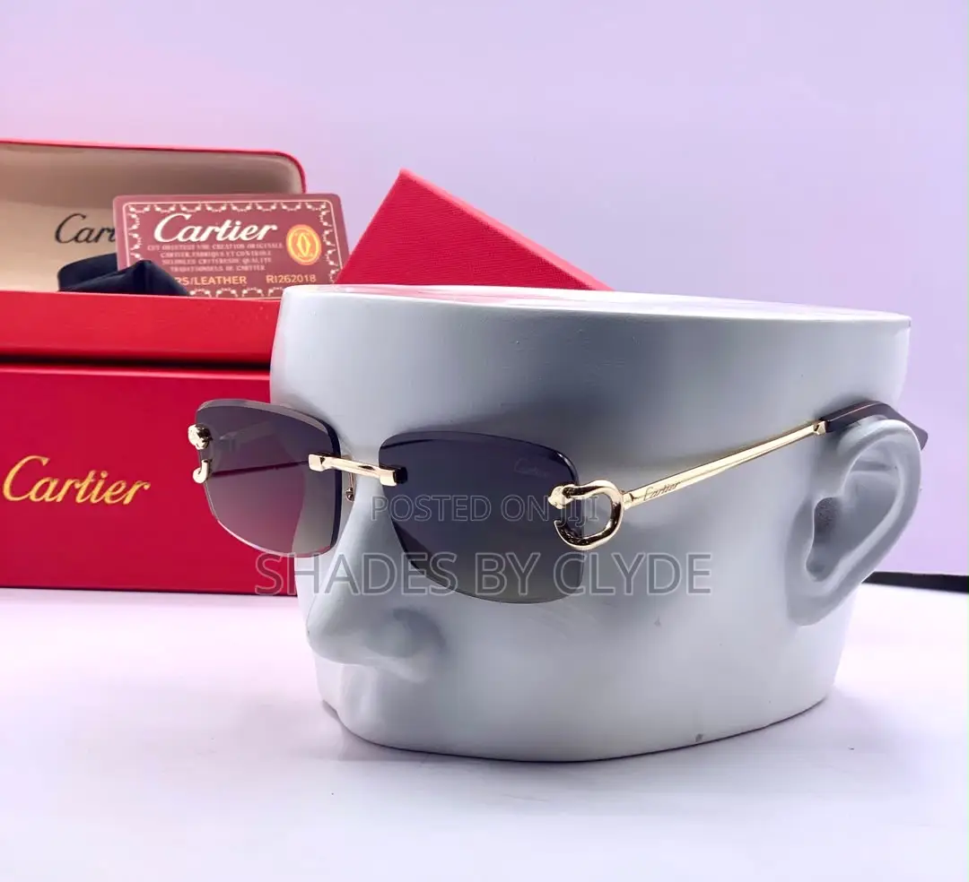 Exquisite Cartier Rimless Sunglasses - Tinted With Gold Accents