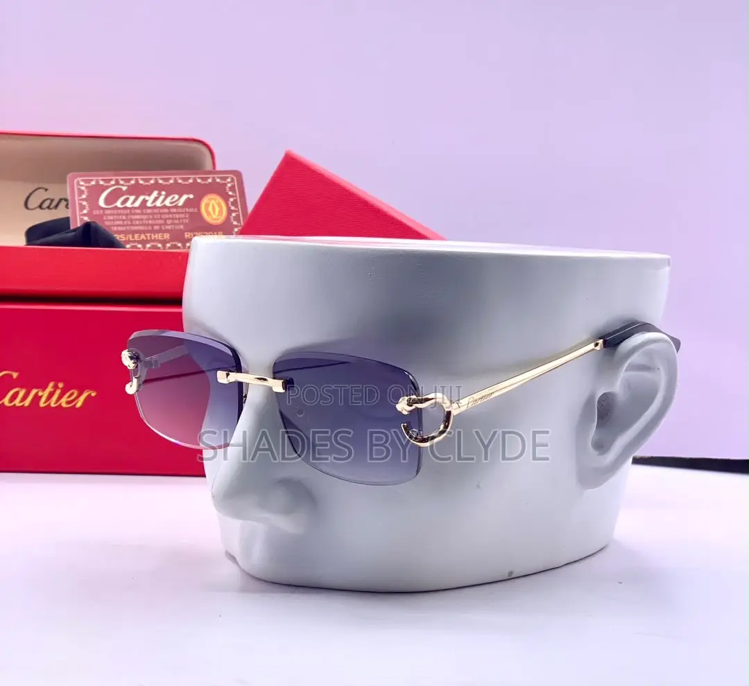 Exquisite Cartier Rimless Sunglasses - Tinted With Gold Accents