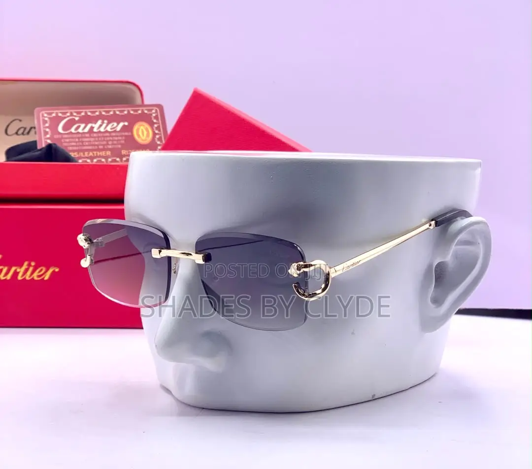 Exquisite Cartier Rimless Sunglasses - Tinted With Gold Accents