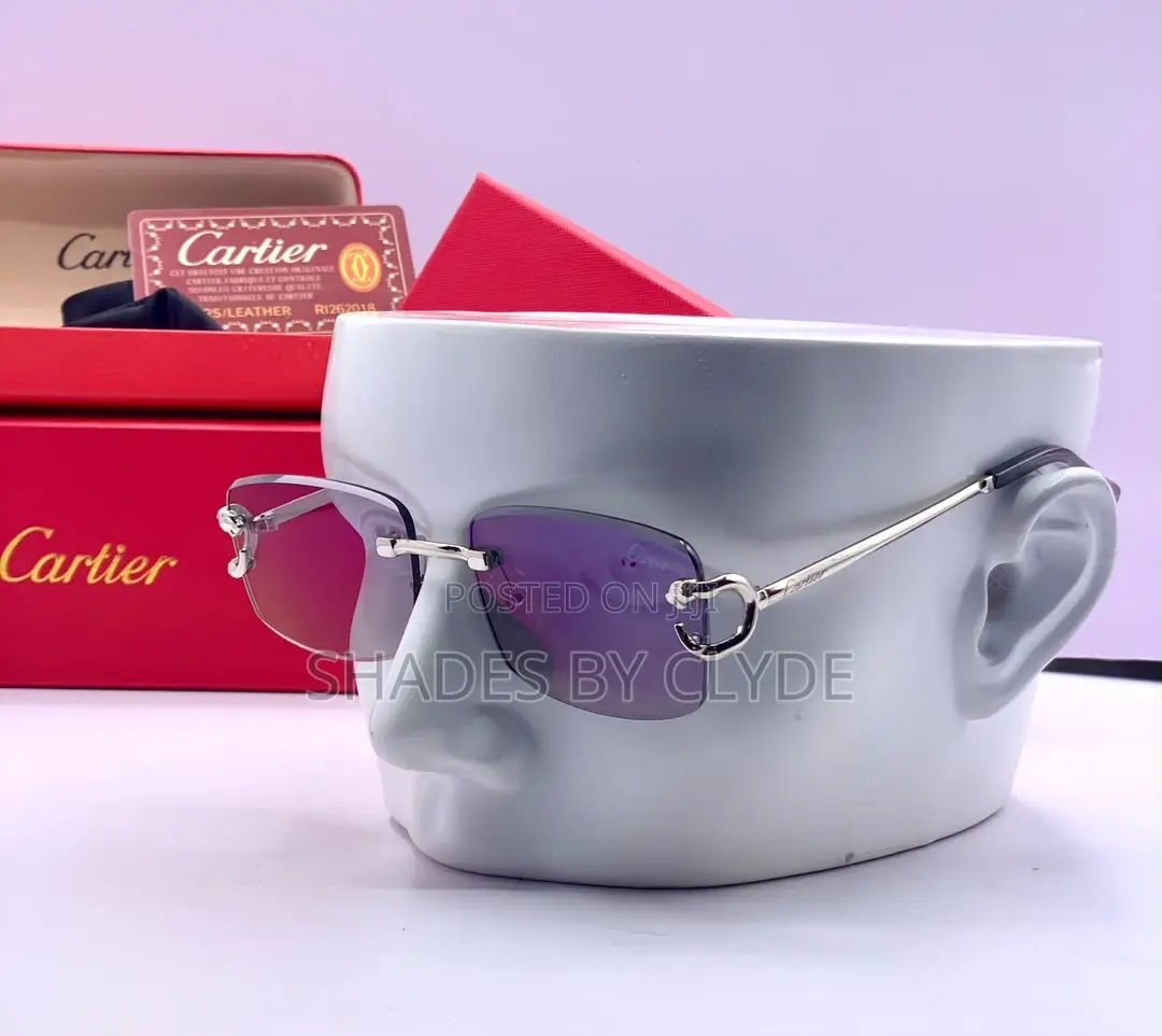 Exquisite Cartier Rimless Sunglasses - Tinted With Gold Accents
