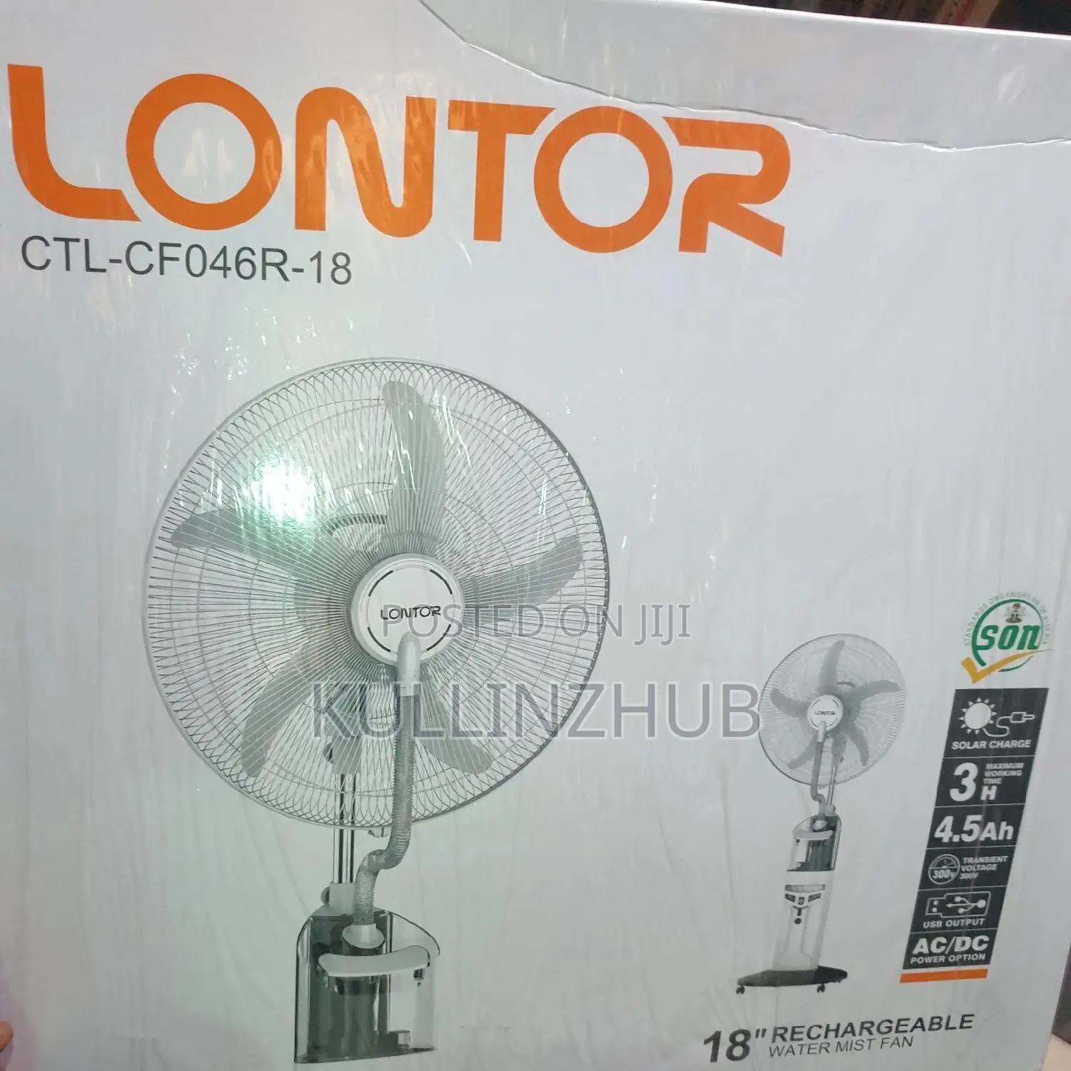 Lontor 18 Inches Rechargeable Mist Fan With Remote Control