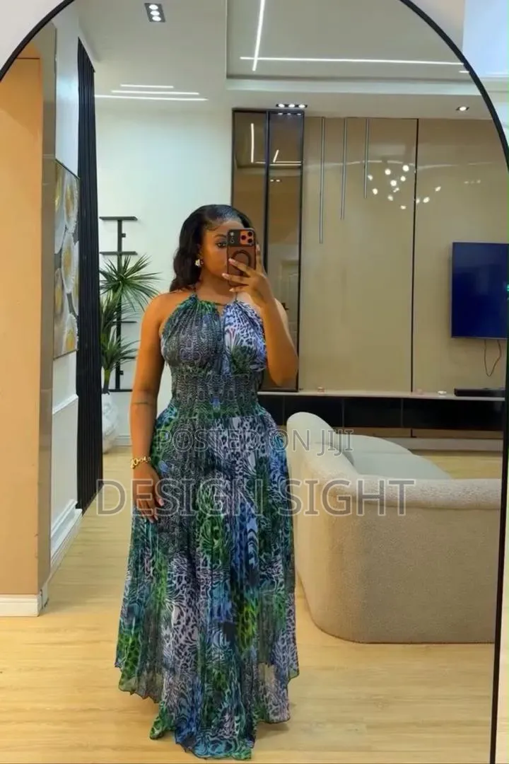 Halter Neck Smocked Maxi Dress