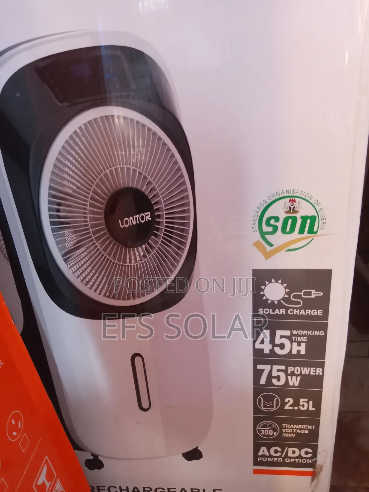 Lontor 75WRechargeable SolarAir Cooler Fan | AC/DC With Solar Charging