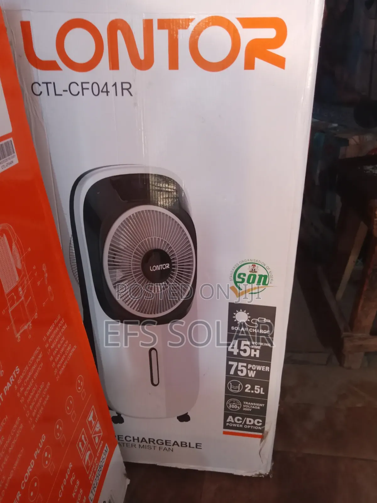 Lontor 75WRechargeable SolarAir Cooler Fan | AC/DC With Solar Charging