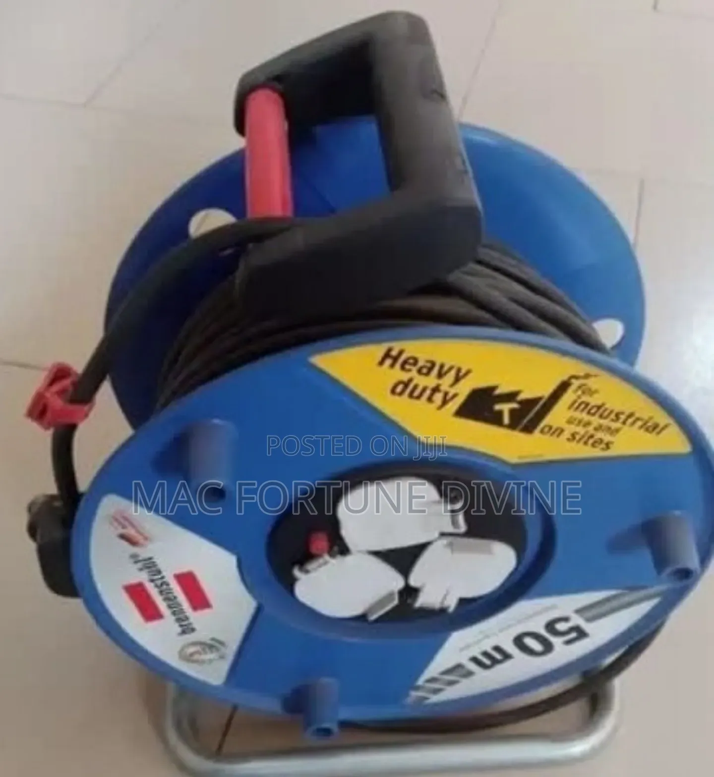 50-Meter Heavy-Duty Industrial Extension Copper Cable Reel