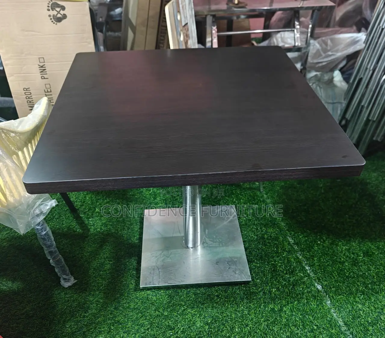 80x80 Smooth Wooden Top Table With Iron Leg