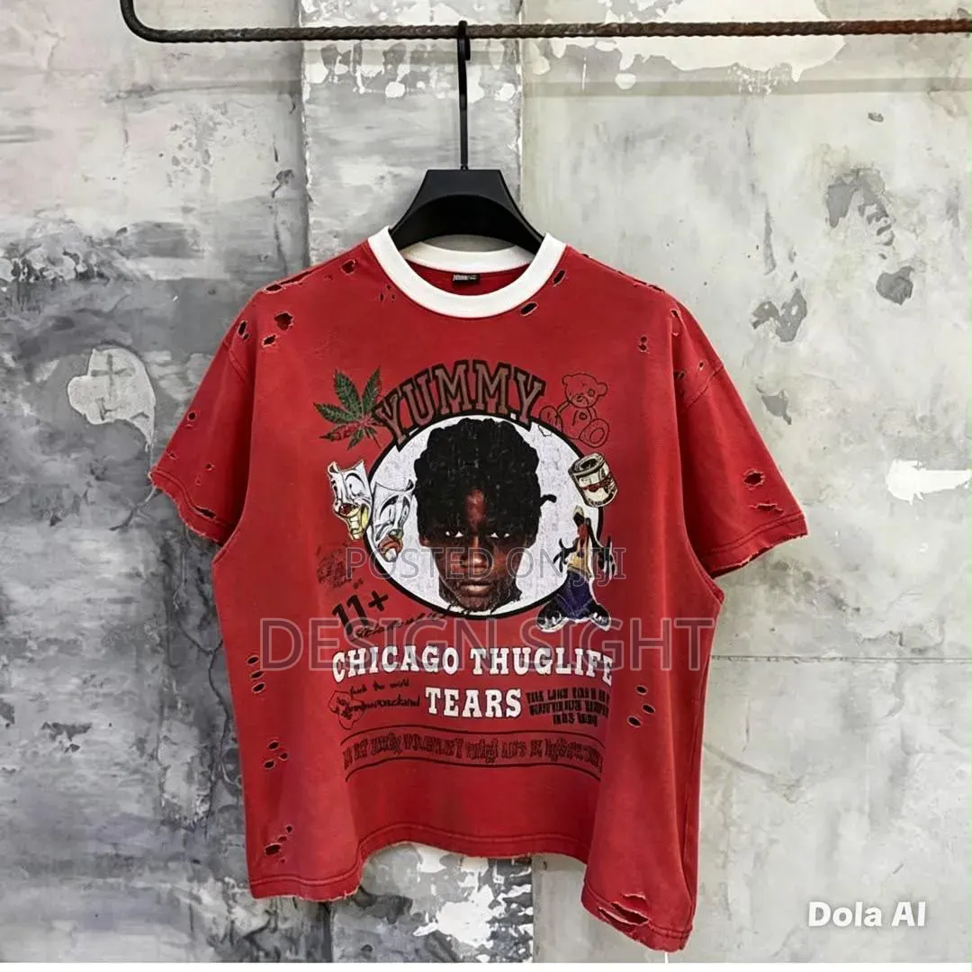 Distressed Vintage Graphic Cropped Oversized T-Shirt With a Streetwear
