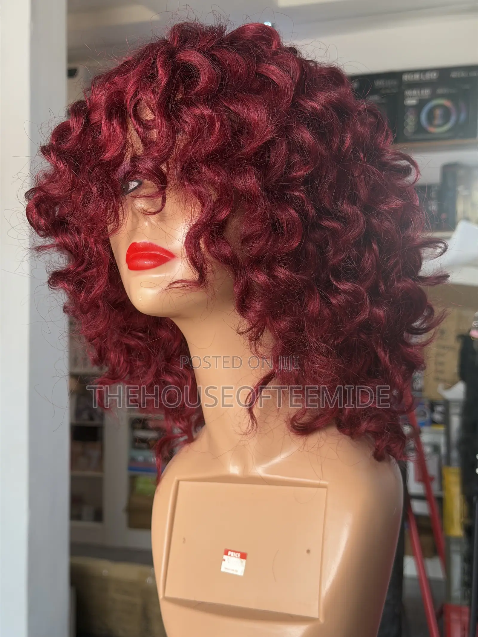 Burgundy/Wine Fringe Curly Wig