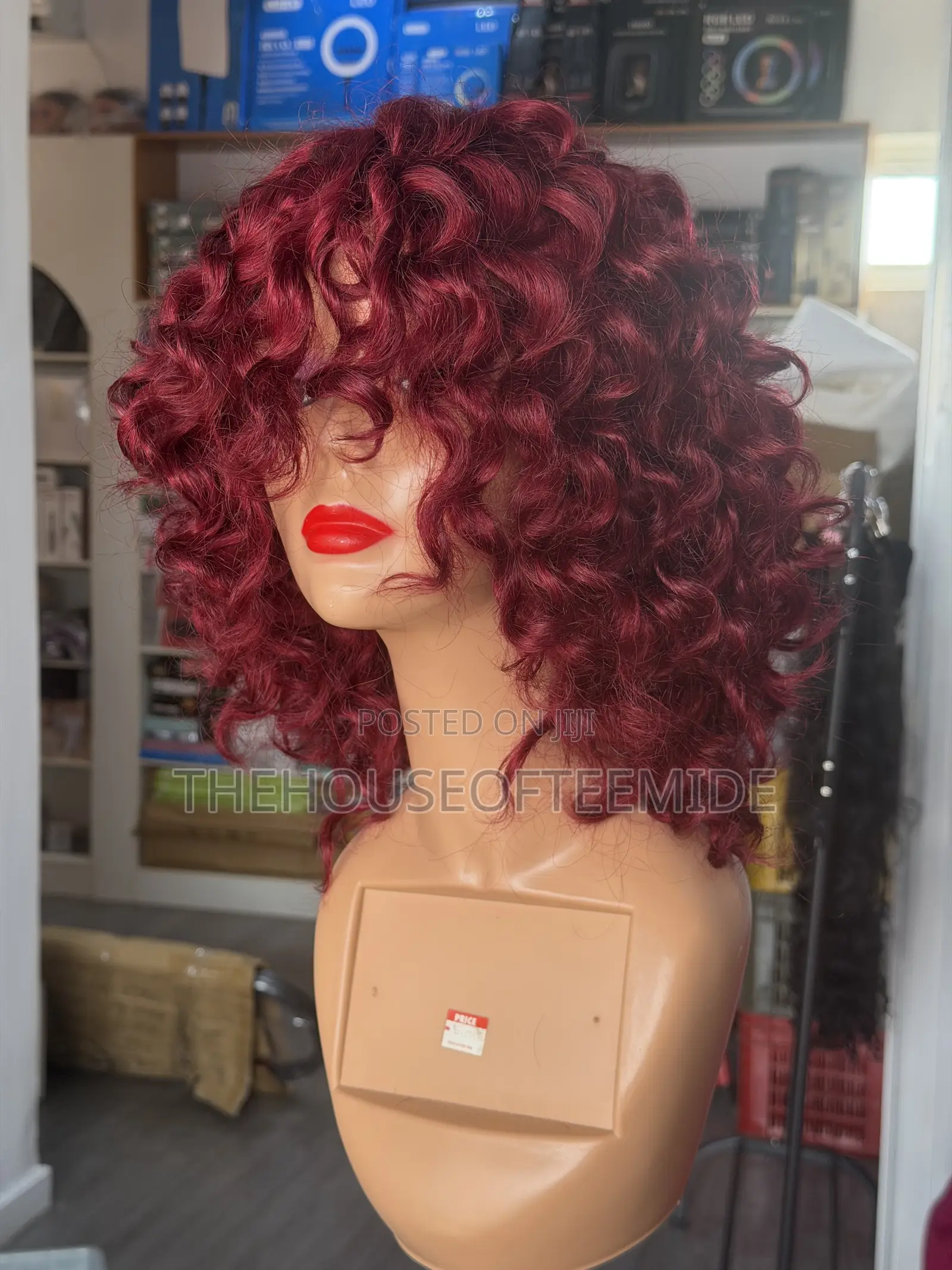 Burgundy/Wine Fringe Curly Wig