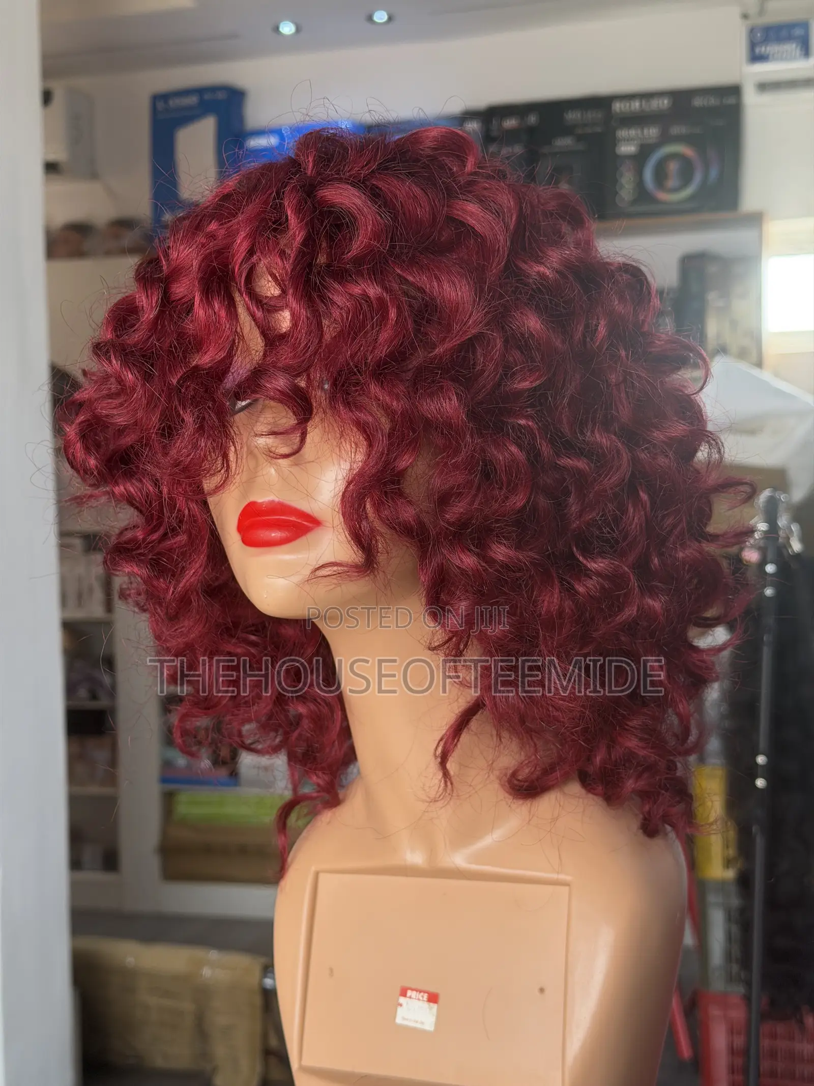 Burgundy/Wine Fringe Curly Wig