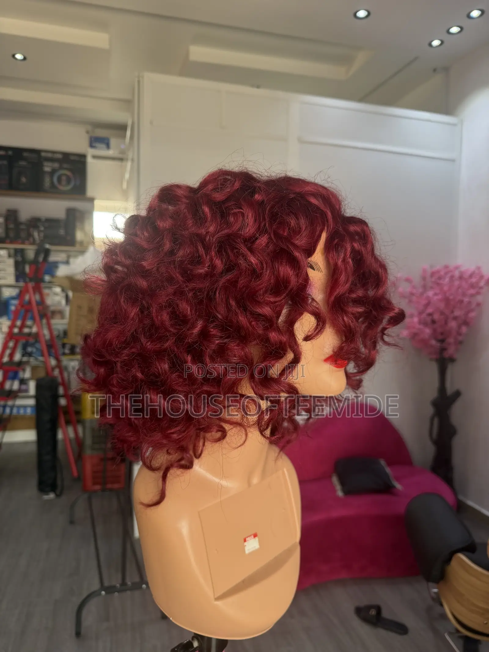 Burgundy/Wine Fringe Curly Wig