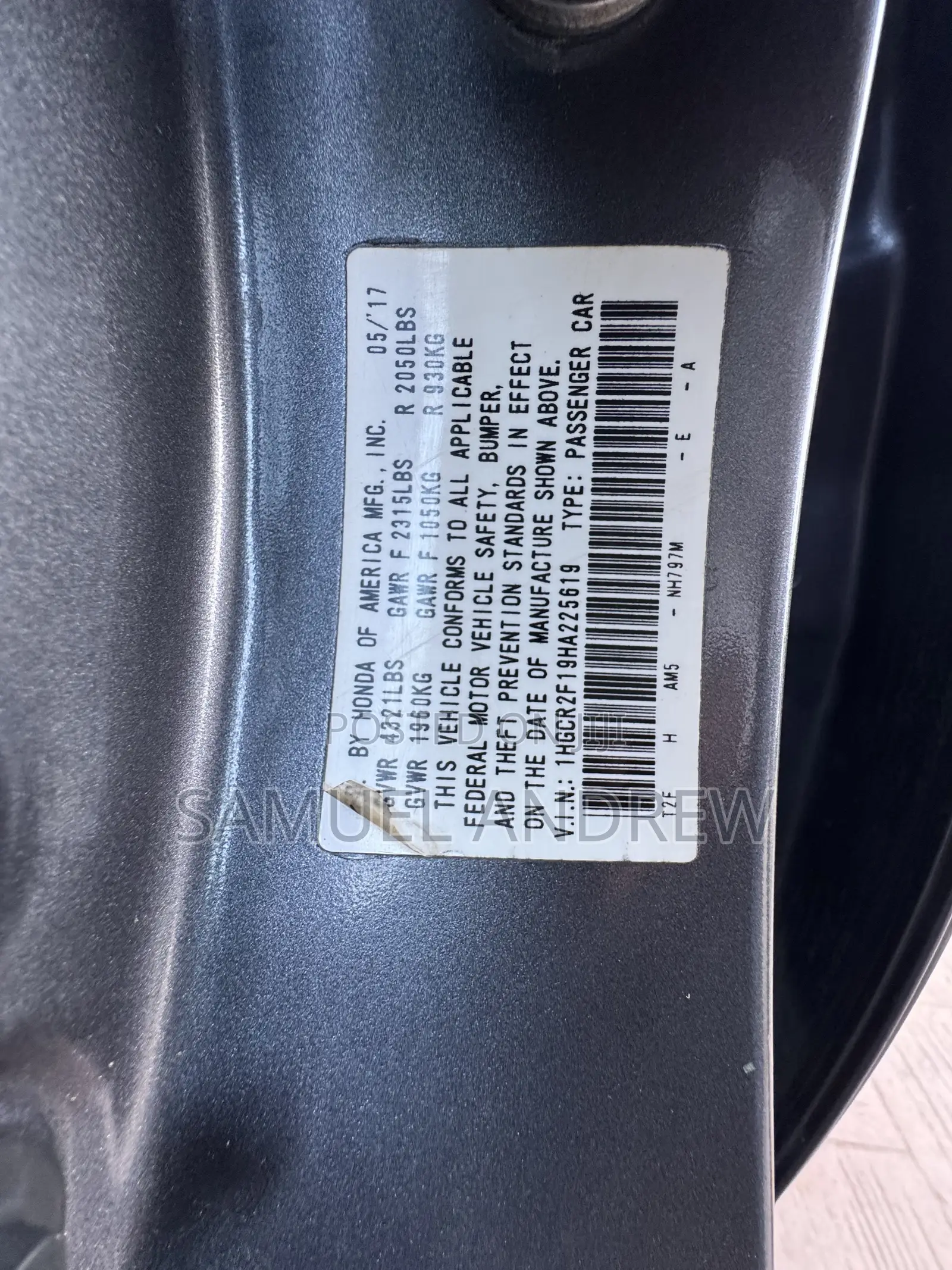 Honda Accord Sport SE 4dr Sedan FWD (2.4L 4cyl 2A) 2017 Gray