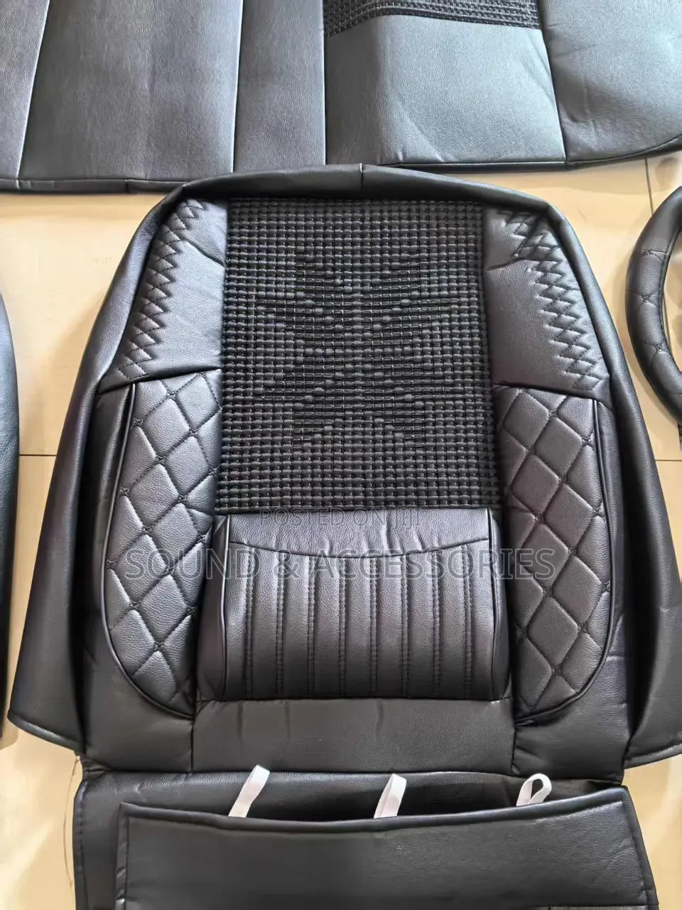 Toyota X Black Car Seat Cover With Steering Cover and Lumbar Pillows