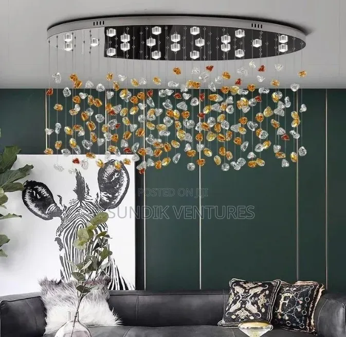 Round Flush Mount Waterfall Chandelier