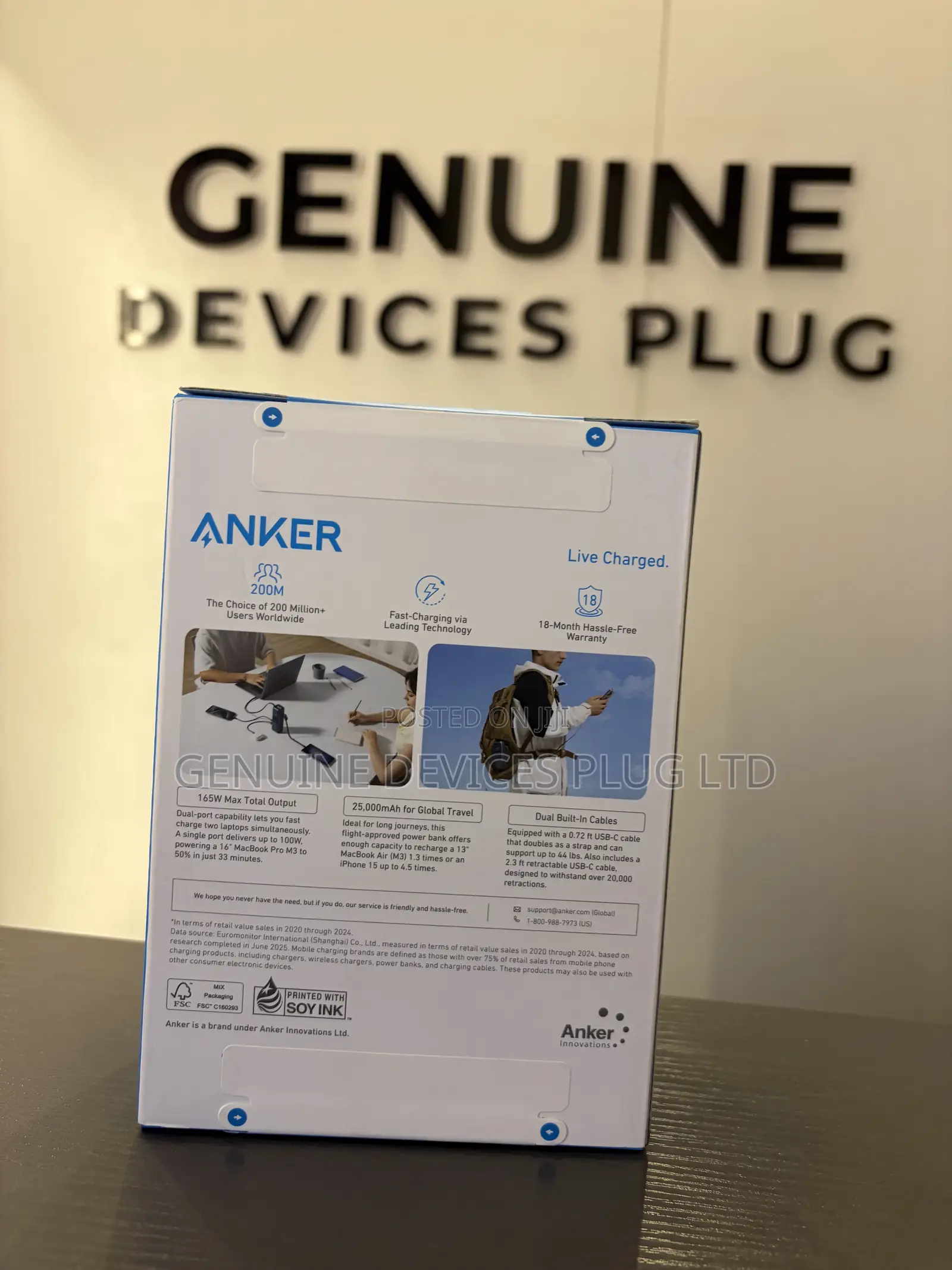 Anker Laptop Power Bank 25000mAh 165w - Built-in and Retractable Cable