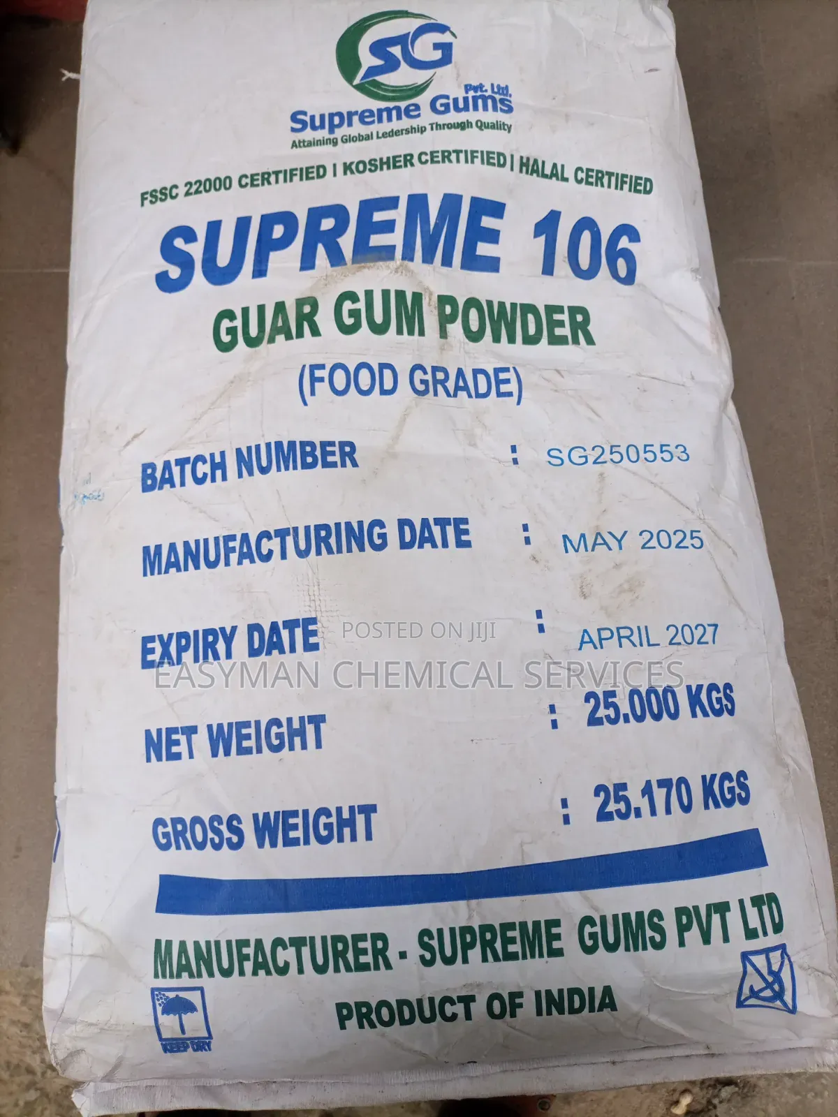 Guar Gum Powder – Premium Indian Grade, 25kg Bag