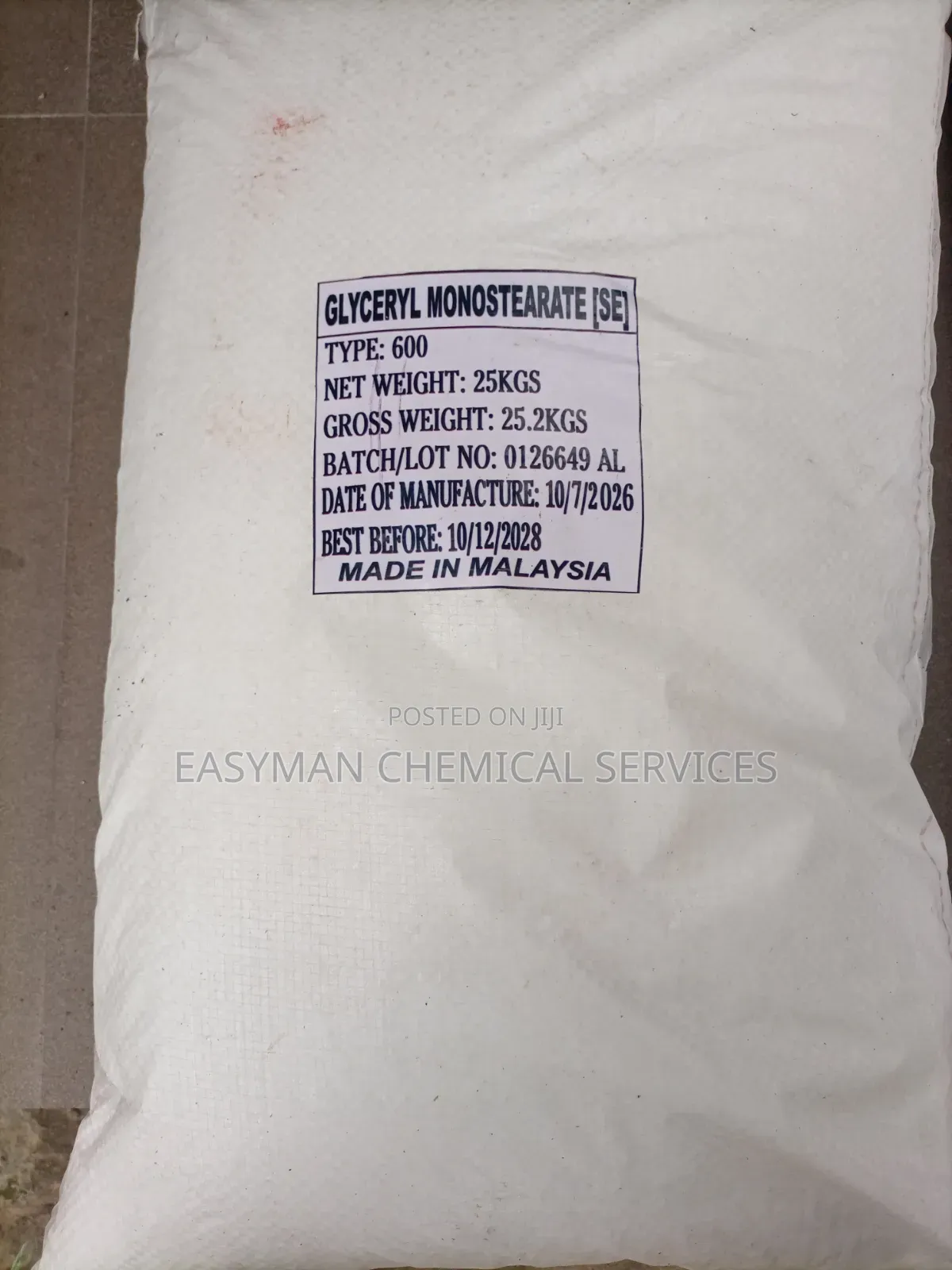 Glyceryl Monostearate GMS-SE – Malaysian Origin, 25kg Bag