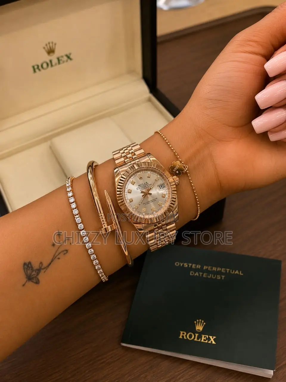 Rolex Quality Ladies Chain Strap Wristwatch
