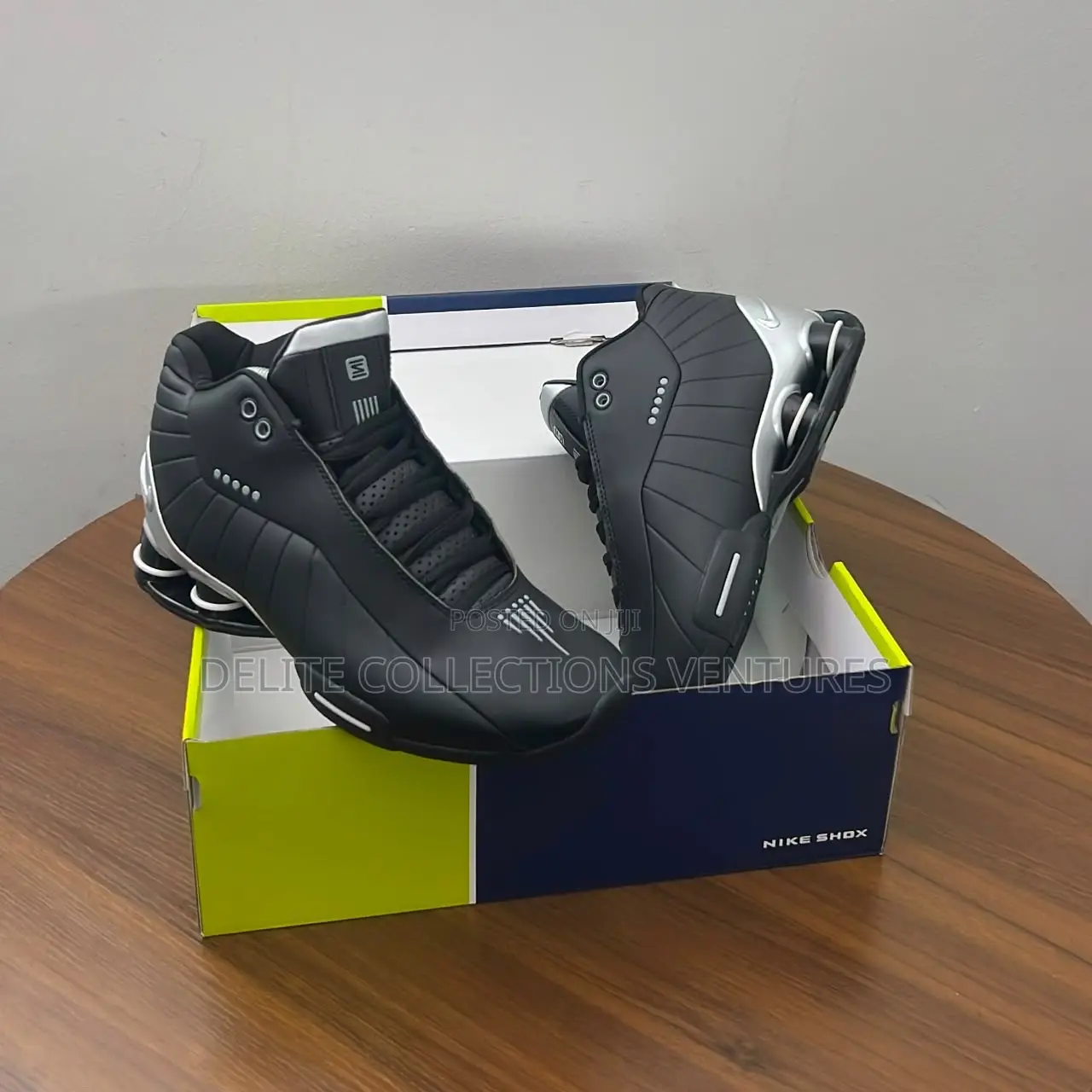 *Nike Shox Bb4 “Black Metallic Silver Colourway Sneakers*