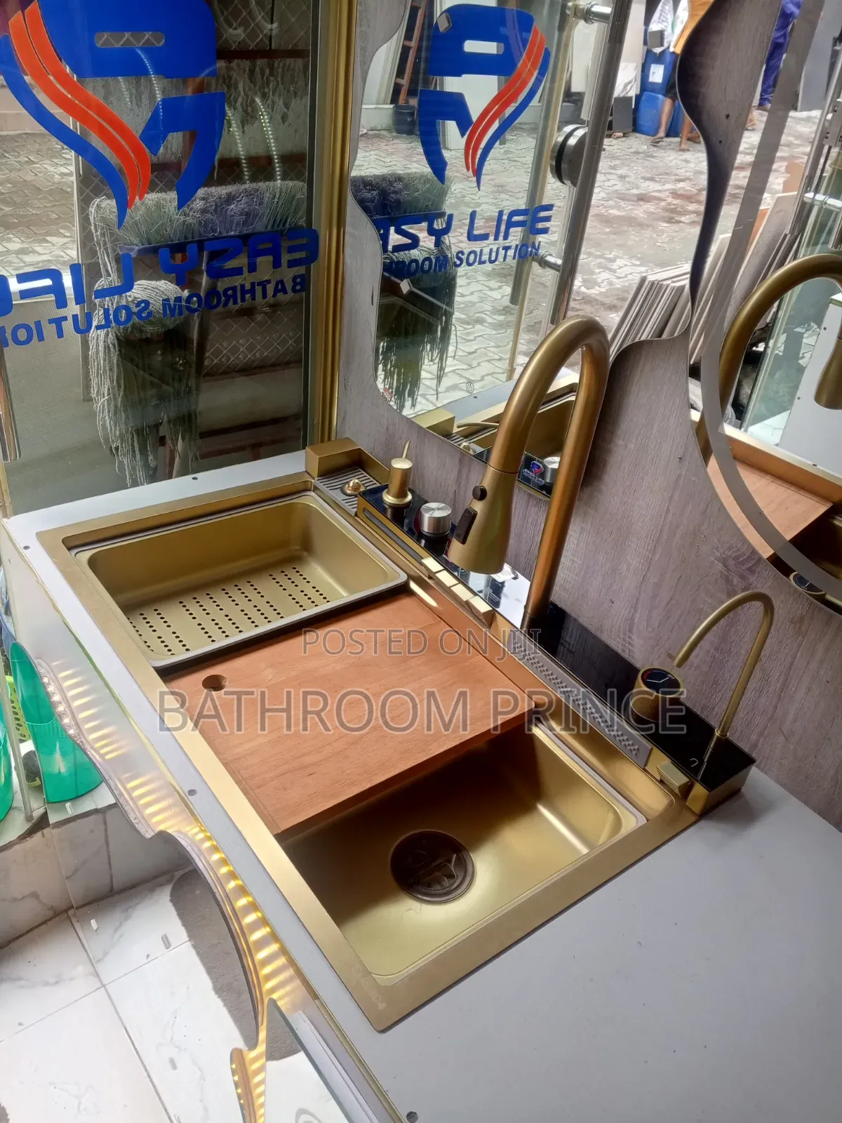 Modern Gold Five Button Kitchen Sink