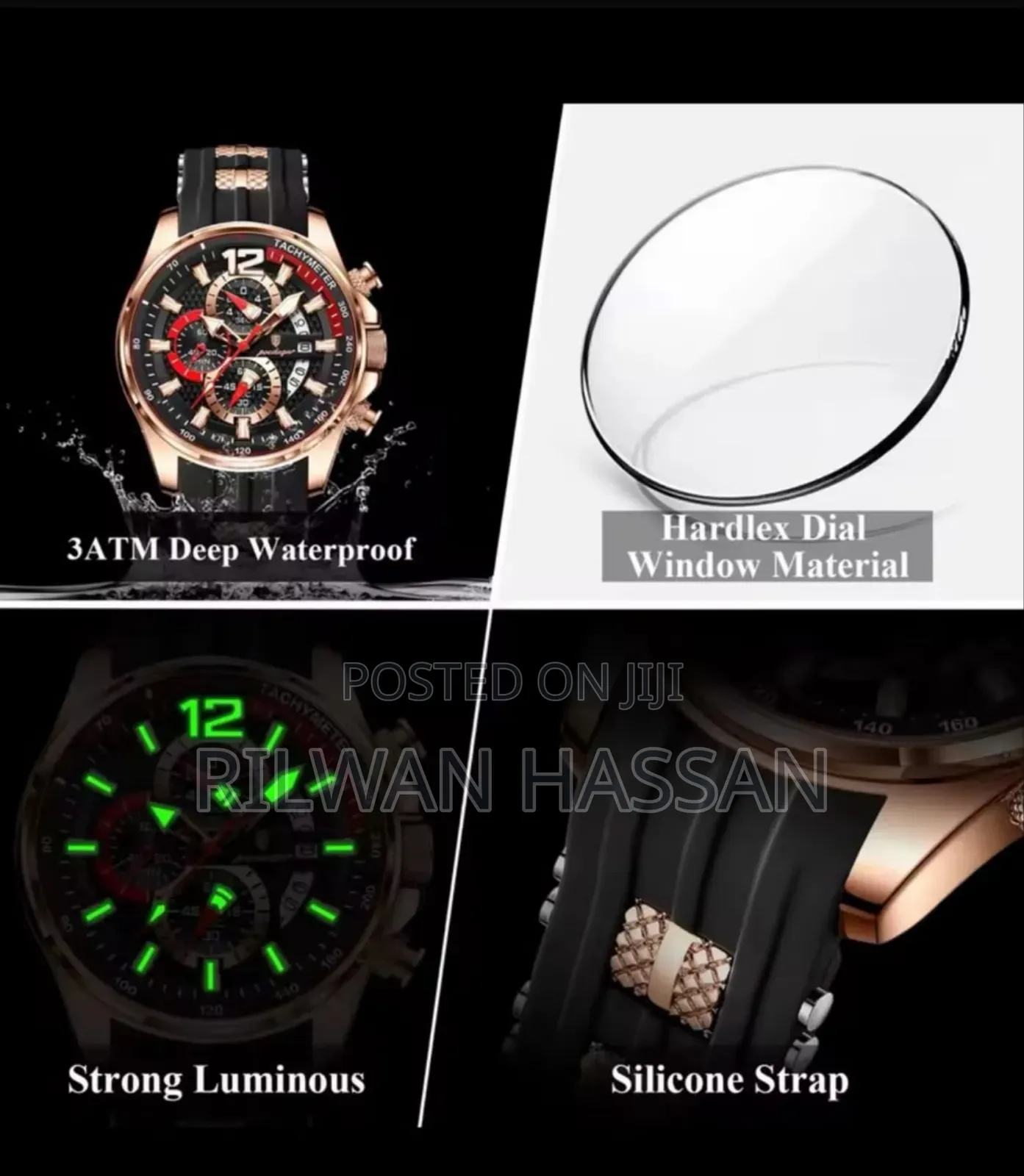 Poedagar Silicone Strap and Luminous Glass
