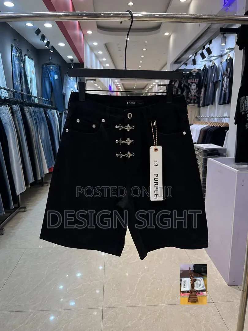 Triple Buckle Denim Shorts