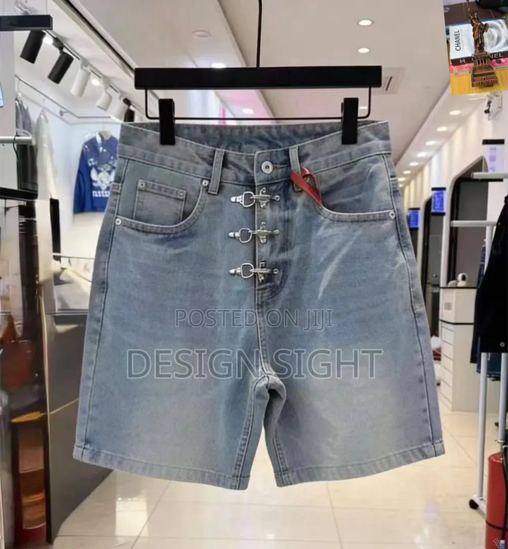 Triple Buckle Denim Shorts