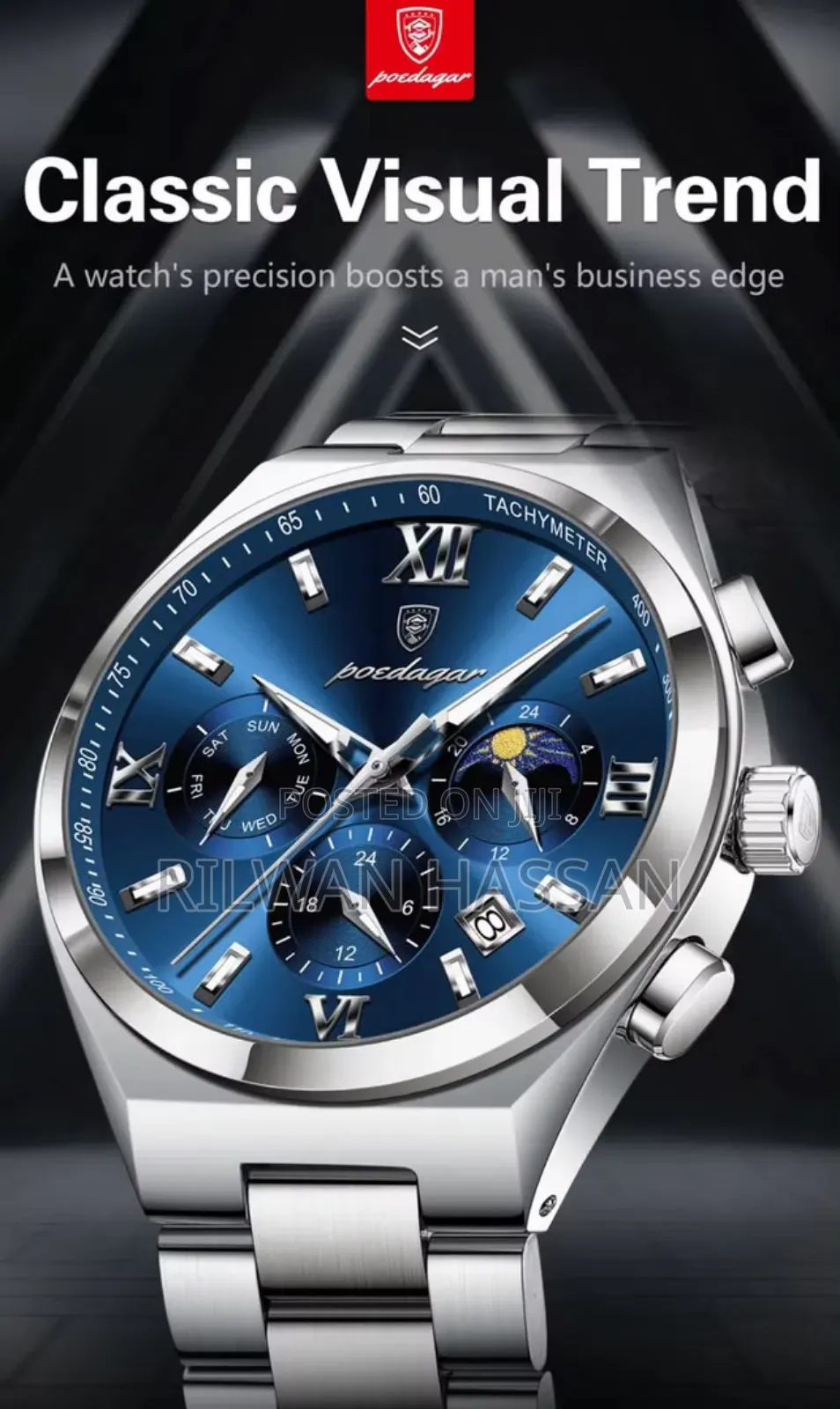 Poedagar Classic Stainless Steel Wrist Watch