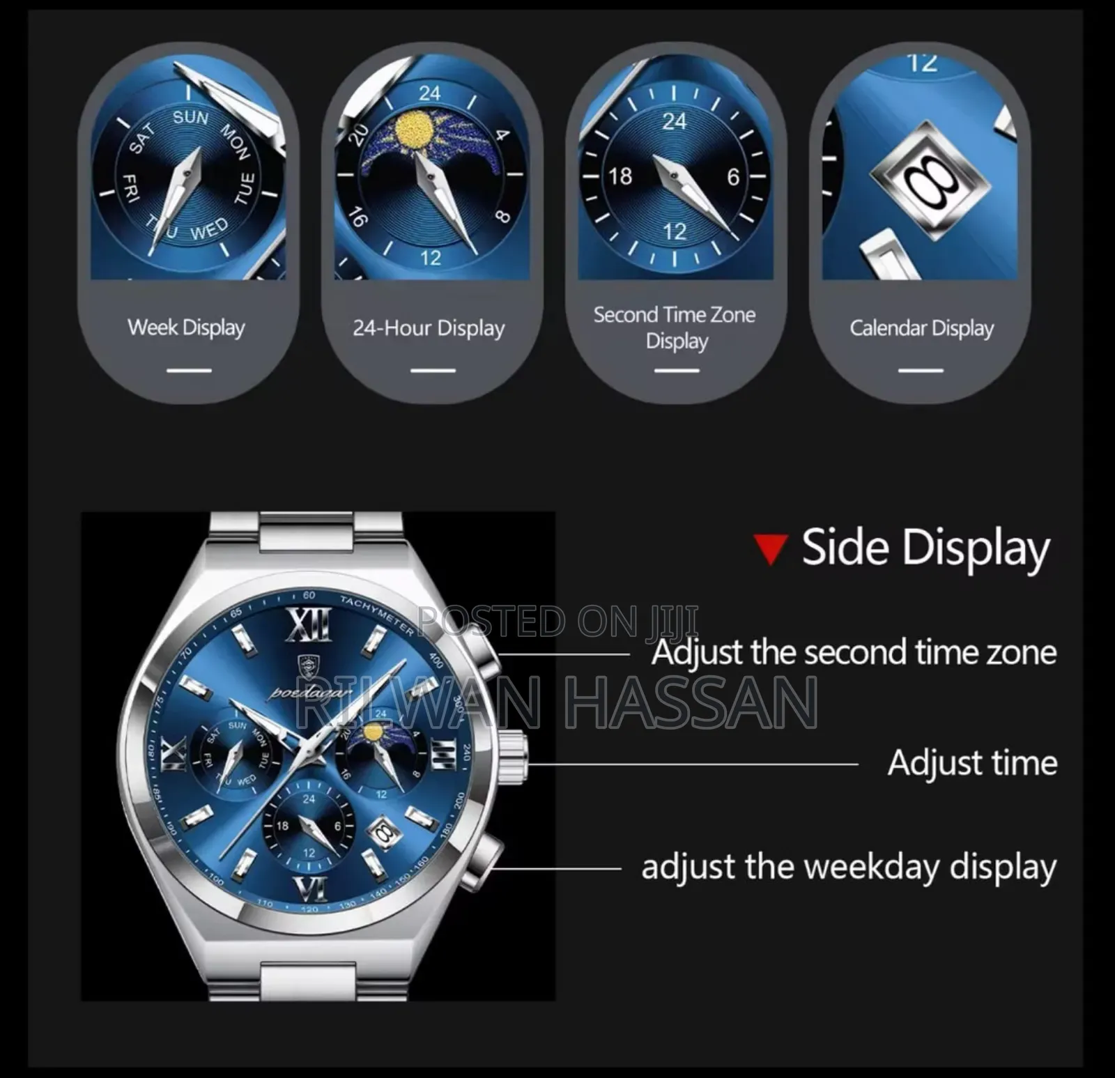 Poedagar Classic Stainless Steel Wrist Watch