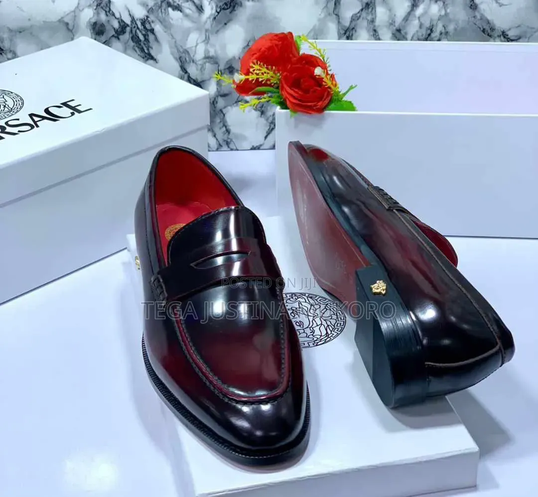 Luxury Versace Men's Glossy Leather Dress Shoes