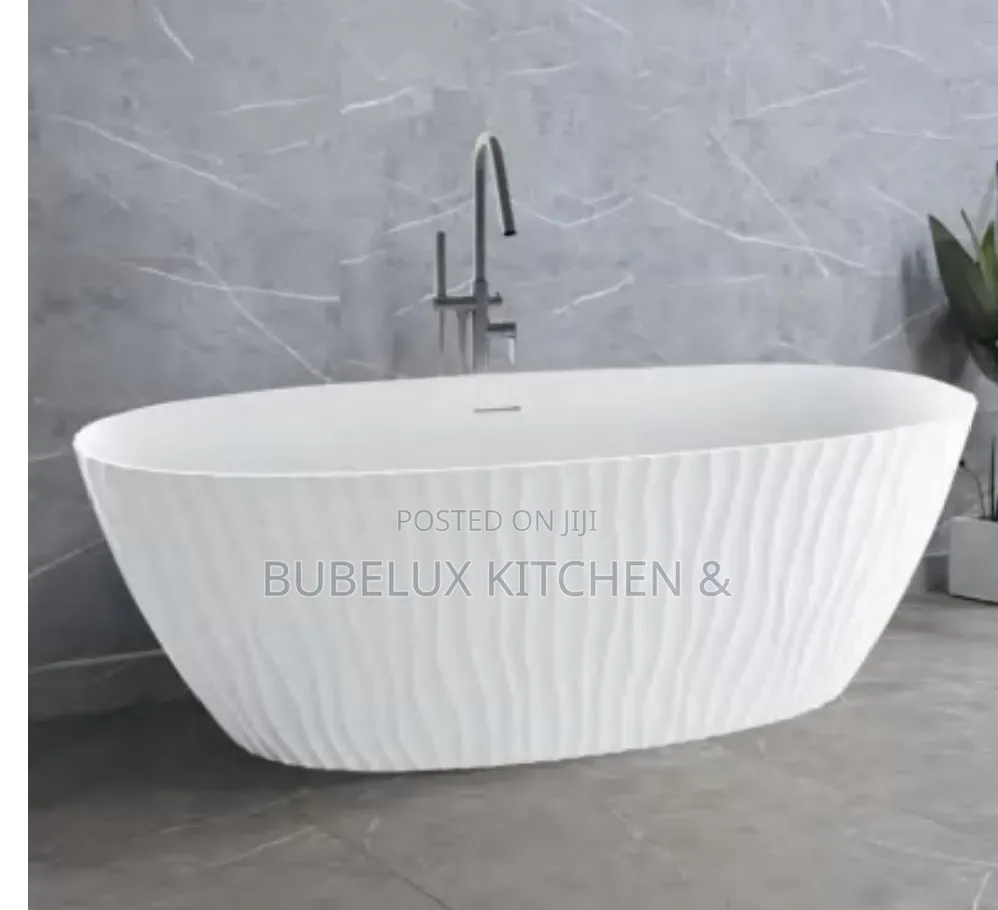 Brand New Freestanding Wave Design Bathtub 170cm - Luxury White