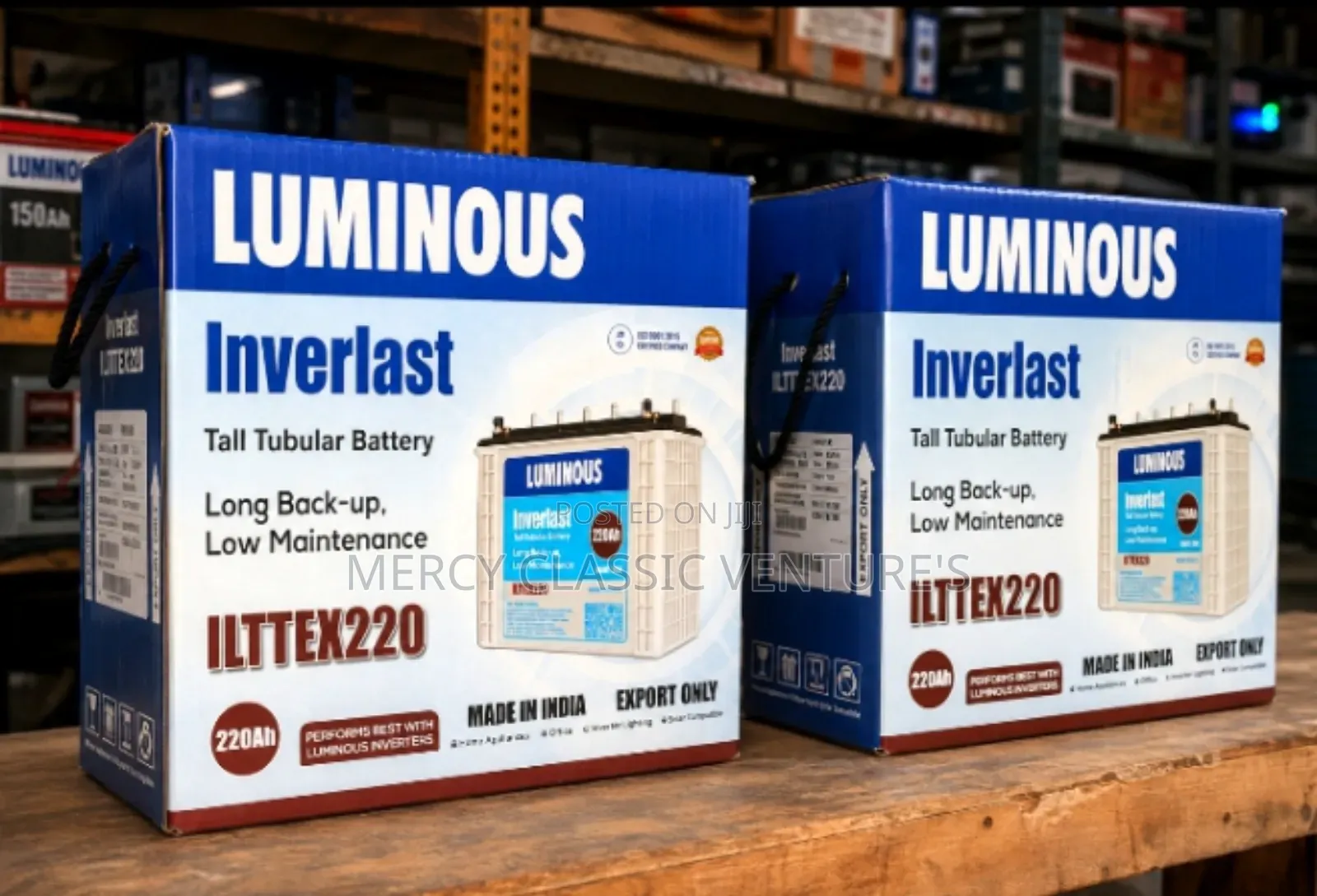 Luminous Inverlast ILTTEX220 220Ah Tall Tubular Inverter Battery