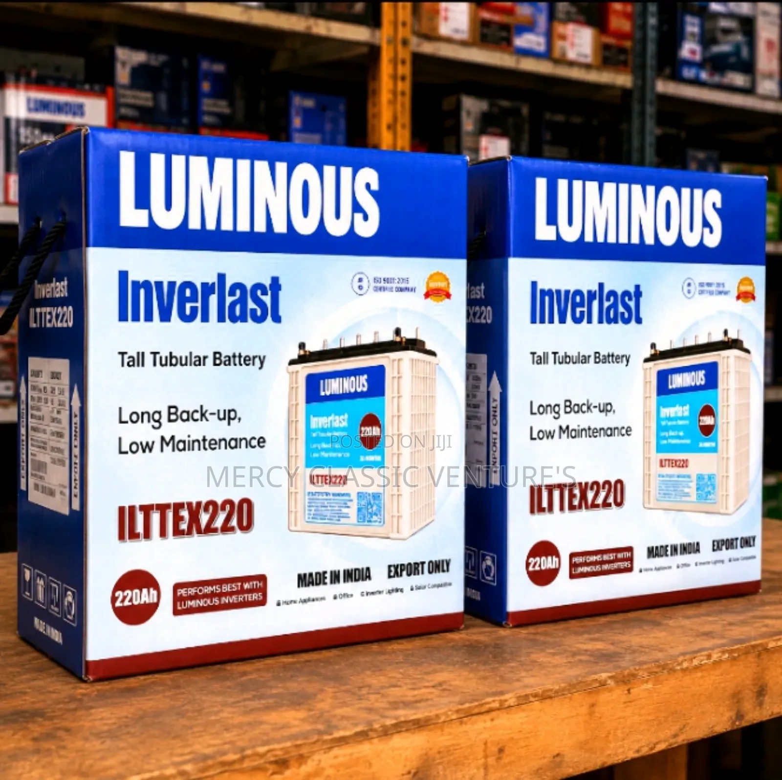 Luminous Inverlast ILTTEX220 220Ah Tall Tubular Inverter Battery