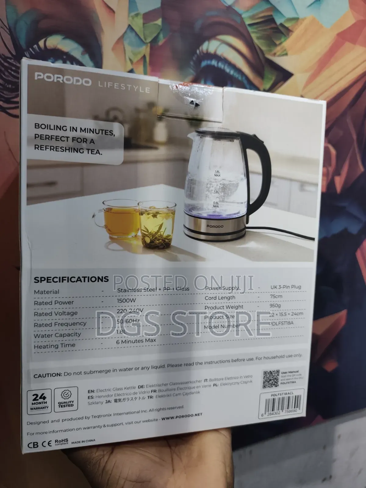 Porodo Pyro T1 Electric Glass Kettle