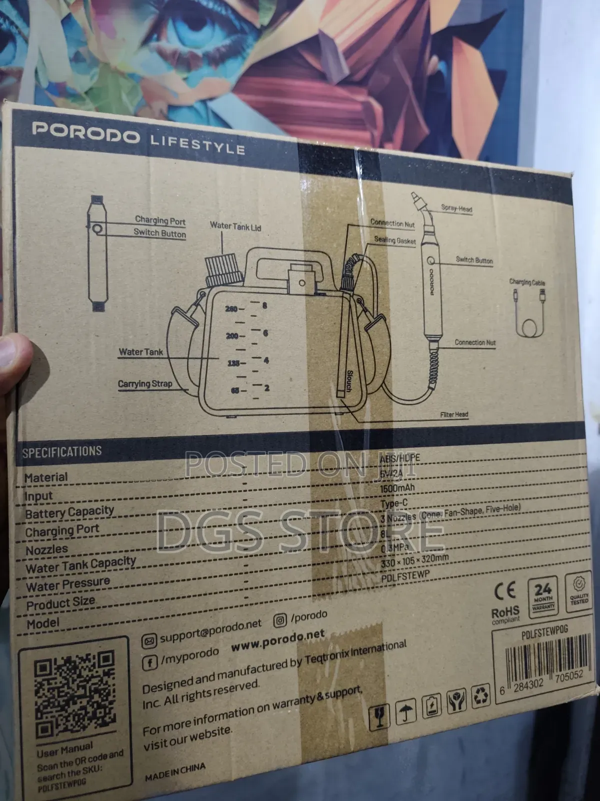 Porodo Aquasplash Electric Garden Sprayer With Dual Spray Mode