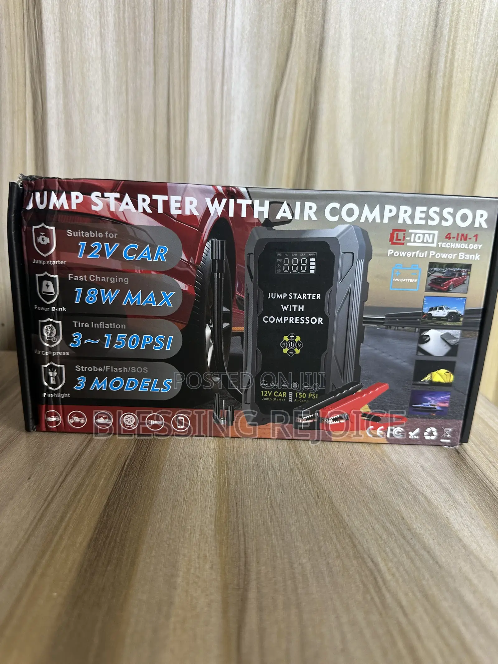 Portable Car Jump Starter With Tyre Inflation