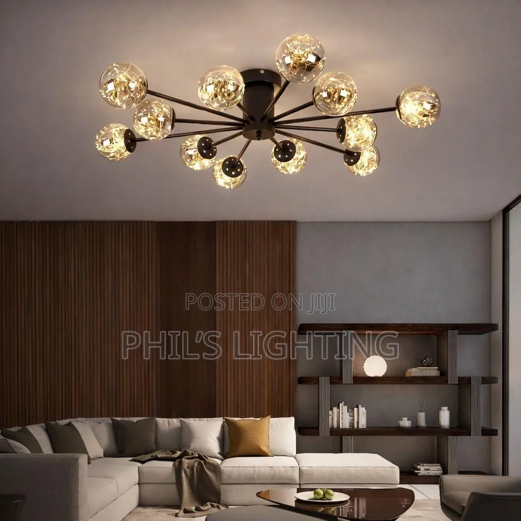 Nordic Style Black Glass Ball Chandelier