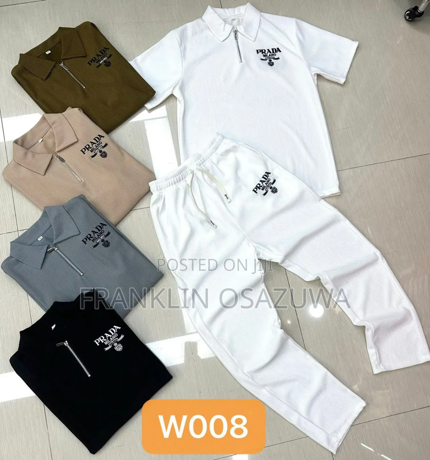 PRADA Men's Premium 2-Piece Polo Joggers Tracksuit Set