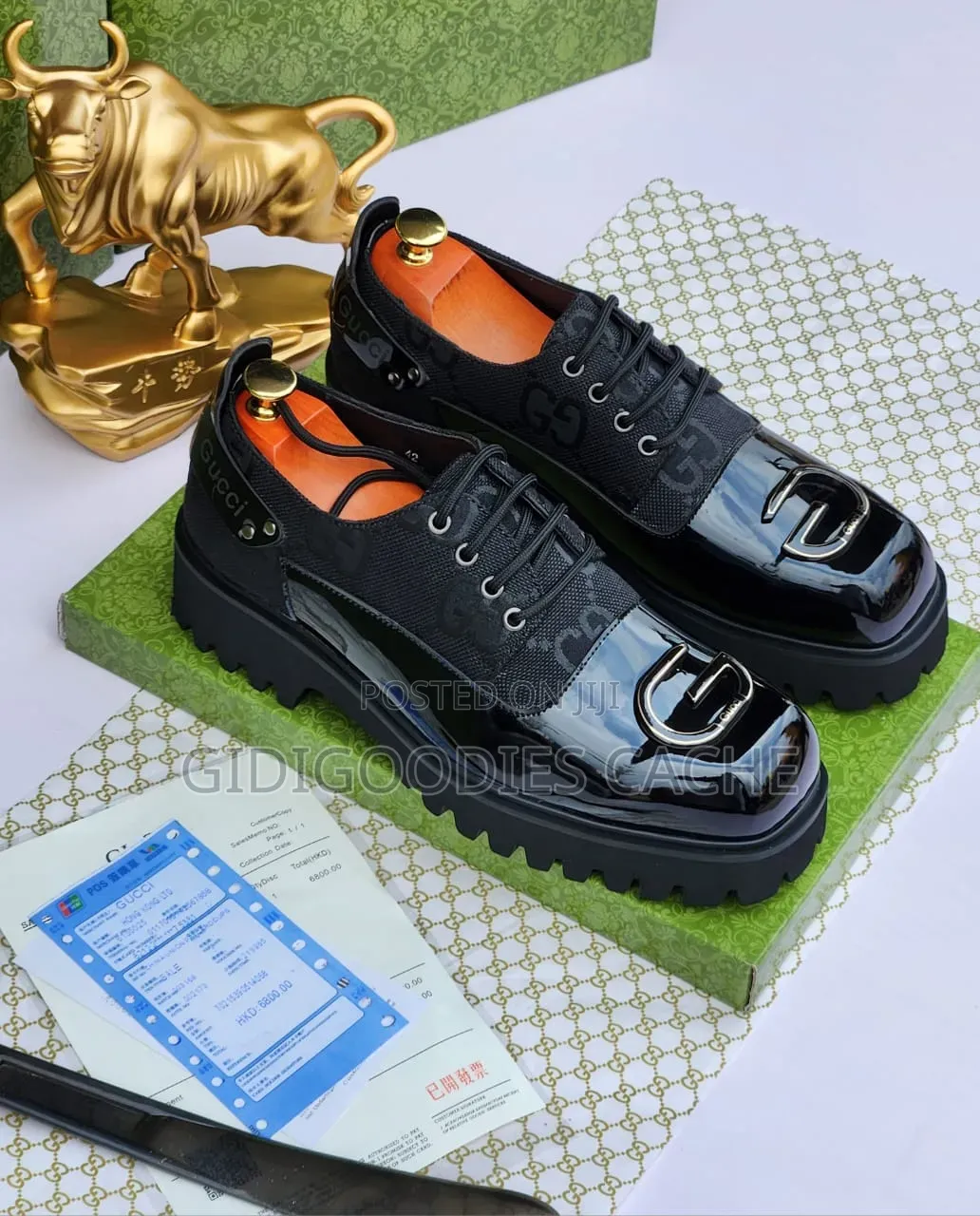 Men’s Black Monogram Patent Leather Chunky Lace-Up Shoes
Size 40-47