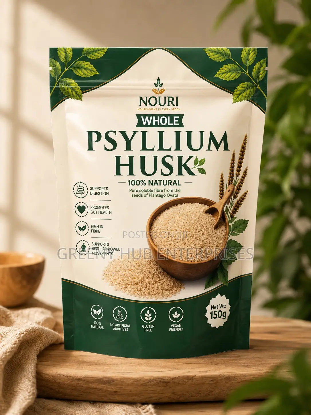 Whole Psyllium Husk – 100% Natural Dietary Fibre - 150g