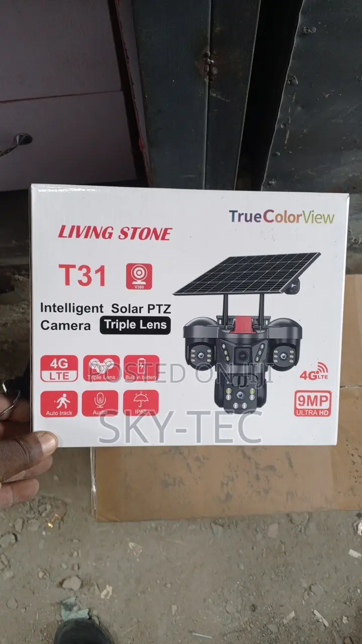 Original Living Stone Camera Tripl Lens Solar PTZ V380