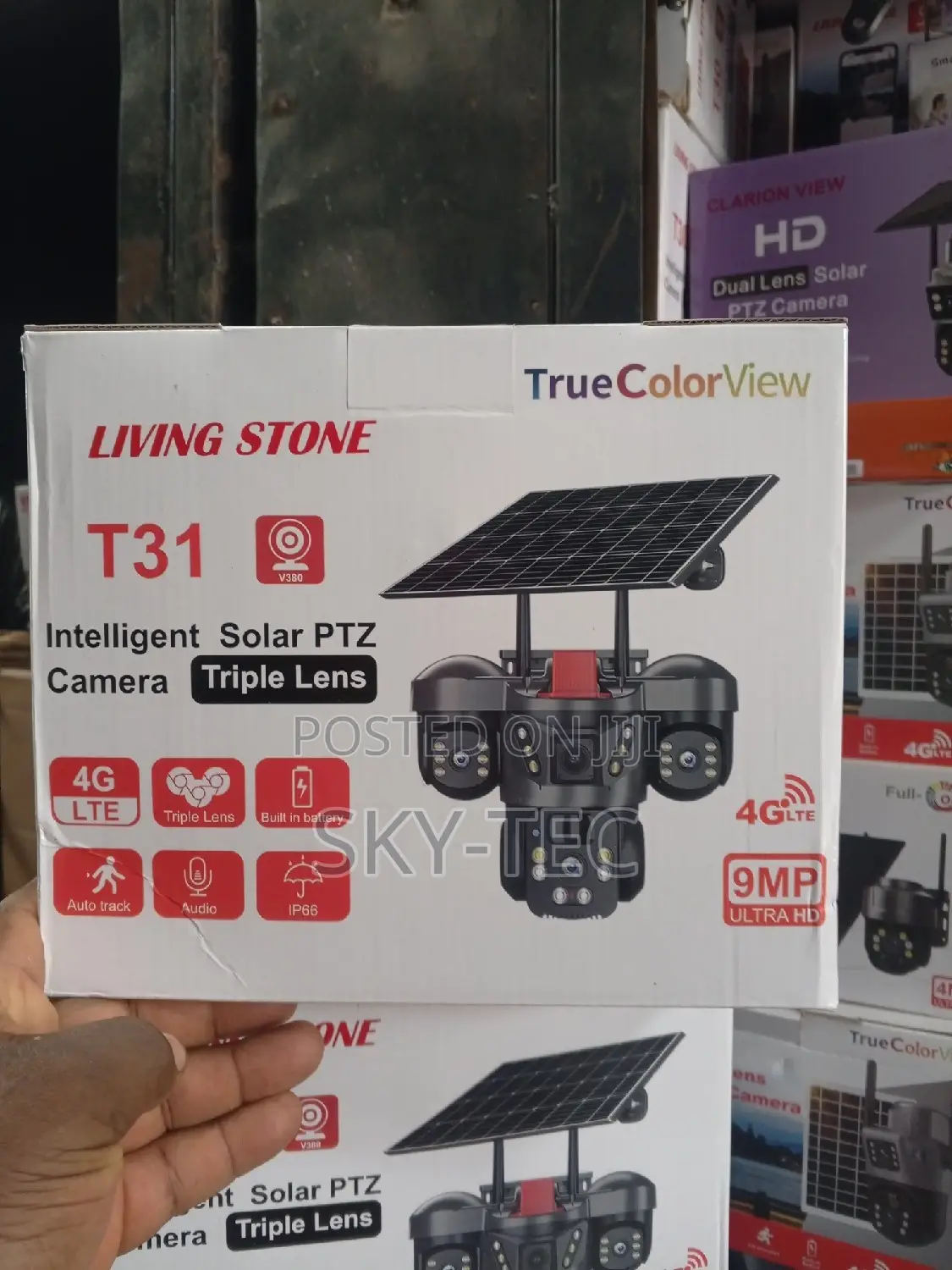 Original Living Stone Camera Tripl Lens Solar PTZ V380